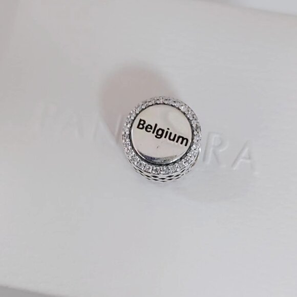 Belgium Flag Charm Bead Travel Pendant Bracelet Pendant S925 Silver with box - Picture 3 of 6